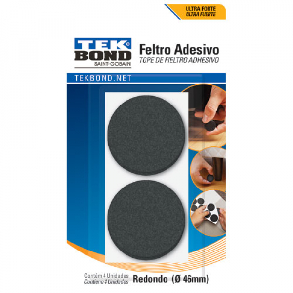 FELTRO REDONDO 46MM PRETO CART C/4 UN TEKBOND