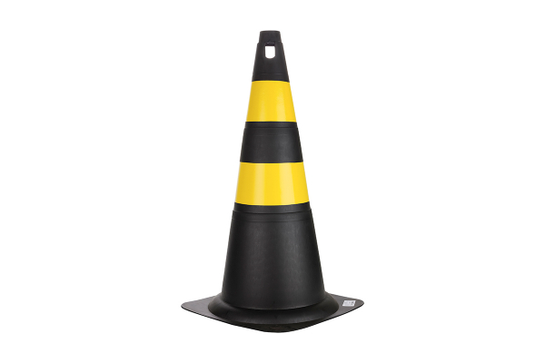 Cone Rigido 70cm Preto/Amarelo 